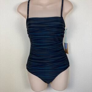 Kona Sol Bathing Swim Suit One Piece Size XS 0-2 Black Multi Color Animal Print